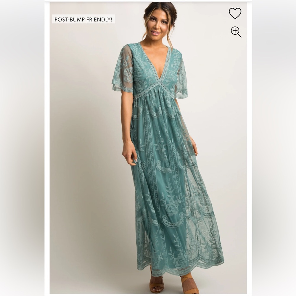 Pinkblush Teal Lace Maxi Dress